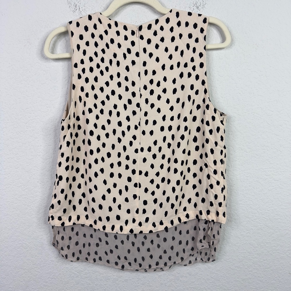 Kate Spade Shirt Womens M Black Beige Polka Dot Abstract Preppy Luxury Office - Picture 2 of 7